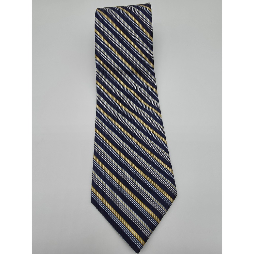 Express Blue Yellow White Striped Necktie Italian Silk Tie 58" x 3.75" NWOT